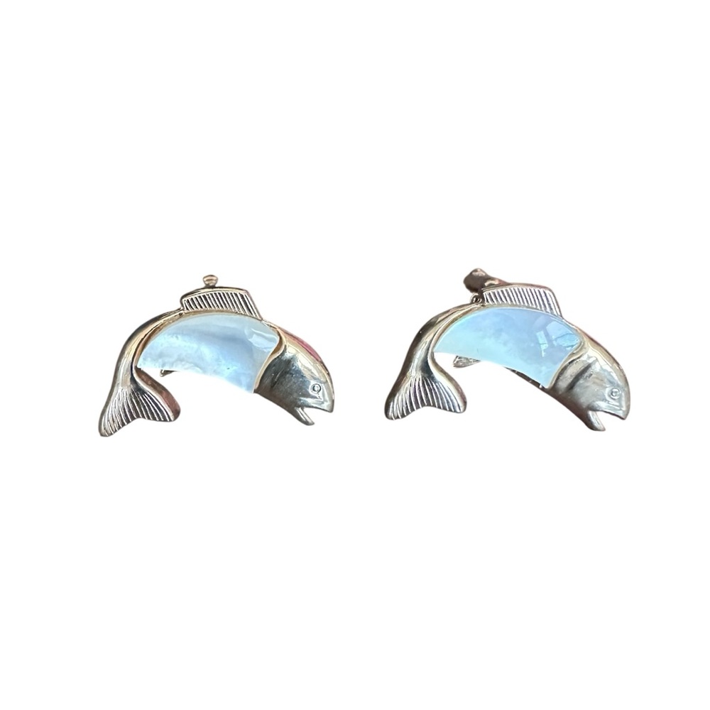 Vintage SWANK Antique Gold Fish Cufflinks